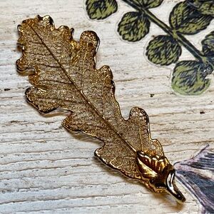 🦋3 for $33🦋 Gold Tone Dipped Leaf Necklace Nature Jewelry Real Leaves Unique